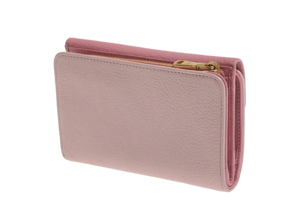 Miu Miu Bicolor Goatskin Zip Compact Pink Lambskin